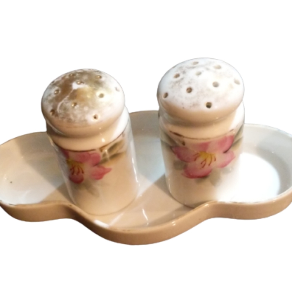 Vintage Noritake Salt & Pepper St + tray